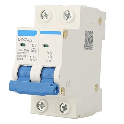 Afbeelding van DZ47 63 Ministroomonderbreker 2P 400V AC 6A stroomonderbreker geschikt voor zonne energie, klein energiesysteem, busdoos