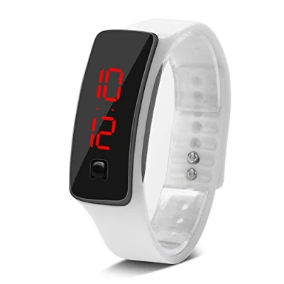 Afbeelding van Sonew Sport Horloges, LED Siliconen Polshorloge tijd Kalender Digitale Armband voor Vrouwen Mannen Sweatproof Lange Standby Lichtgewicht, Wit., riem