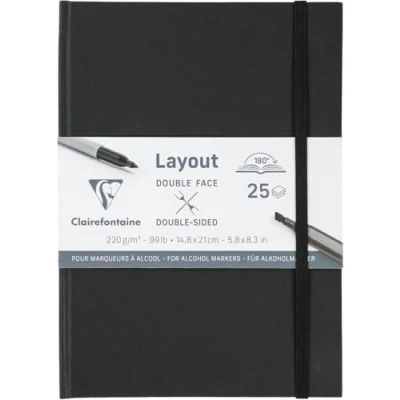 Afbeelding van LAYOUT BOEK DUBBELZIJDIG A5 25BL 220 GR ZWART