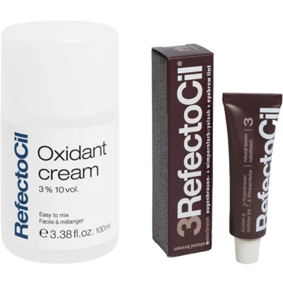 Afbeelding van Refectocil Wenkbrauwverf 3 natuurbruin 15ml + Cream ontwikkelaar 3% 100ml bundel/set/pakket