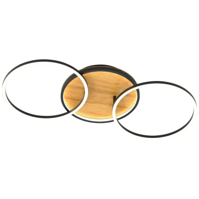 Afbeelding van ECO Light 9340 PL2 NERO KIRU LED plafondlamp 38 W Zwart, Hout