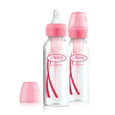 Afbeelding van Dr. Brown Dr Browns Options+ Anti koliek Smalle Hals Fles Roze 2 x 250ml