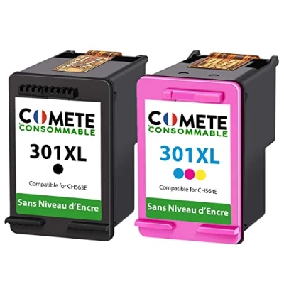 Image de COMETE 301XL 2 Cartouches d&#039;encre Compatibles HP Sans puce Marque française