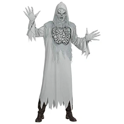 Afbeelding van Widmann Spook &amp; Skelet Kostuum Schreeuwende Geest Silencio Man Wit / Beige, Grijs Large Halloween Verkleedkleding