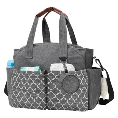 Afbeelding van MEYAGOT Babyluiertas, luiertas, reistas, draagbare babytas, schoudertas met fopspeenzak voor werk, weekend, grote capaciteit alle accessoires, grijs.