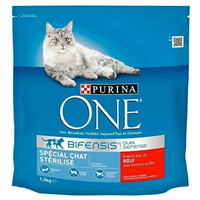 Afbeelding van PURINA ONE Bifensis Gesteriliseerde kattenvoer met rundvlees voor volwassen katten, zak van 1,5 kg, 6 stuks