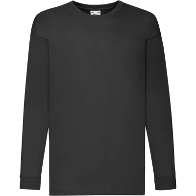 Afbeelding van Fruit Of The Loom T shirt met lange mouwen voor kinderen / kindjes (Zwart)