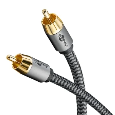 Afbeelding van Digitale Coax Audiokabel Verguld Premium Nylon Sleeve 10 meter Zwart/Grijs