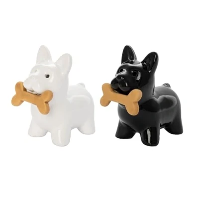 Afbeelding van Fisura Originele &quot;hond&quot; zout en peperstrooier set voor hondentafel keramische 2 stuks 5,5 x 9 cm