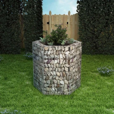 Afbeelding van Gabion plantenbak verhoogd zeshoekig 100x90x100 cm