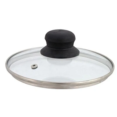 Afbeelding van Glazen deksel met roestvrijstalen ring 12, 14, 16, 18, 20, 22, 24, 26, 28 cm diameter, 12 cm, Ø 14