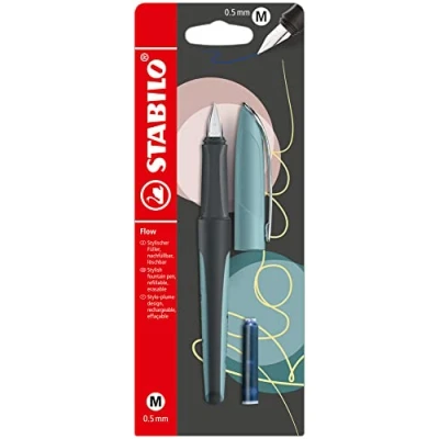 Afbeelding van Vulpen STABILO Flow medium pastel turquoise blister à 1 stuk