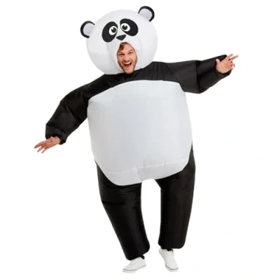 Afbeelding van Opblaasbaar Panda kostuum Insolite voor volwassenen Premium kwaliteit van zeer duurzaam polyester aangenaam om te dragen incl. opblaassysteem OriginalCup®,