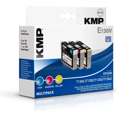 Afbeelding van KMP Inktcartridge vervangt Epson T1302, T1303, T1304 Compatibel Combipack Cyaan, Magenta, Geel E130V 1618,4050