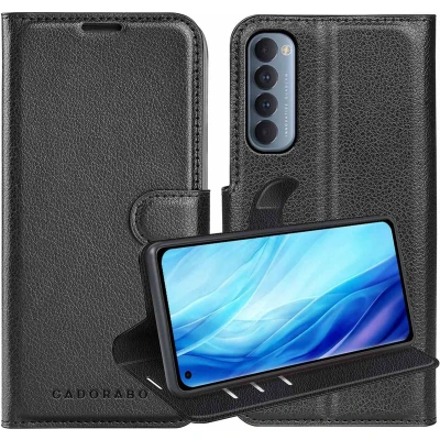 Afbeelding van Cadorabo Hoesje geschikt voor Oppo Reno4 PRO in PHANTOM ZWART Beschermhoes met magnetische sluiting, standfunctie en kaartvakje Book Case Cover Etui