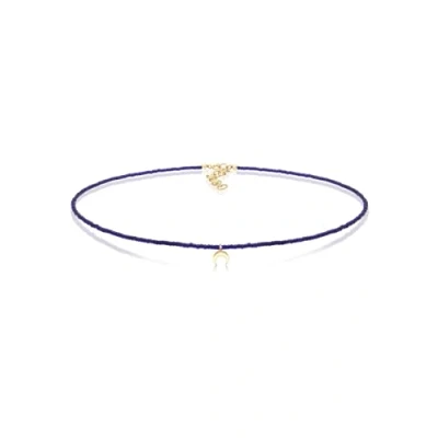 Afbeelding van Elli Crescent MOON Choker Ketting, Dames, Maat: 36, Blue
