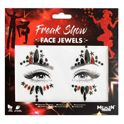 Afbeelding van Moon Creations Terror Freak Show Gezicht Diamanten Sticker Zwart/Rood
