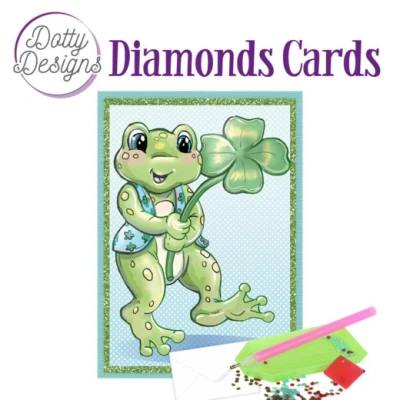 Afbeelding van Dotty Designs Diamond Cards Frog with Clover