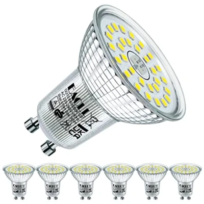 Afbeelding van EACLL Set van 6 GU10 led lampen, koudwit, W, vervangt halogeenlampen, 100 745 lm, 6000 K, AC 230 V, flikkervrij, stralingshoek, 120 graden, niet dimbaar