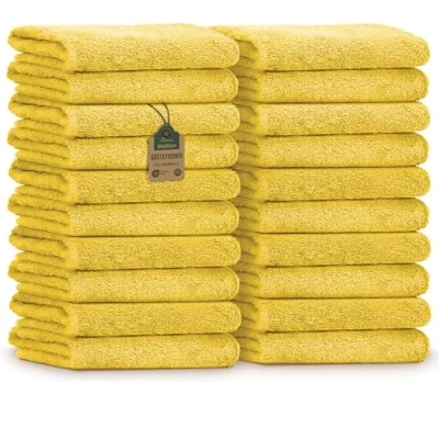 Afbeelding van NatureMark Set van 20 badstof handdoeken, 100% katoen, geel, 30 x 50 cm