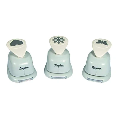 Afbeelding van RAYHER 69105000 3 Punches met hart, bloem en vlinder voor het knutselen van kaarten scrapbooking, 2,54 cm, cm
