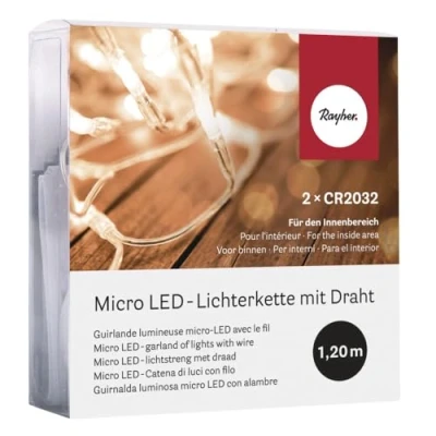 Afbeelding van Rayher 69136000 Micro led lichtketting met kabel, 120 cm, 10 lampen, S