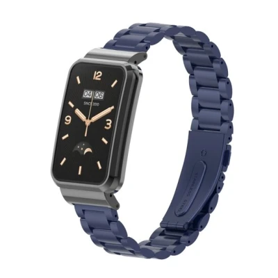 Afbeelding van Metalen schakelband met case Donkerblauw Xiaomi Smart band 7 Pro