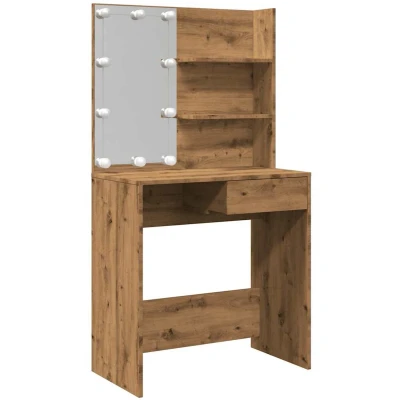 Afbeelding van vidaXL Kaptafel met LED verlichting 74,5x40x141 cm artisanaal eiken