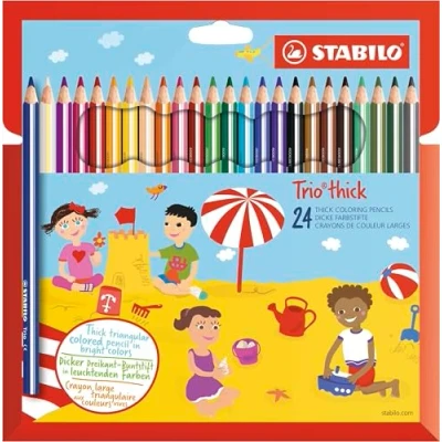 Afbeelding van Kleurpotloden STABILO 203 Trio dik assorti blister à 24 stuks