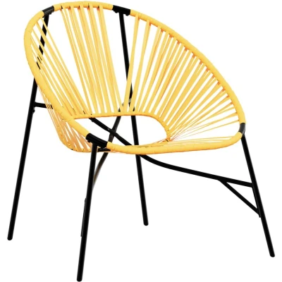 Afbeelding van vidaXL Tuinstoel Egg poly rattan zwart en geel