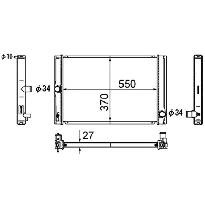 Afbeelding van MAHLE ORIGINAL CR 1865 000S Radiateur voor voertuigen met/zonder airco 550 370 27 Koelribben gesoldeerd TOYOTA: Auris Estate
