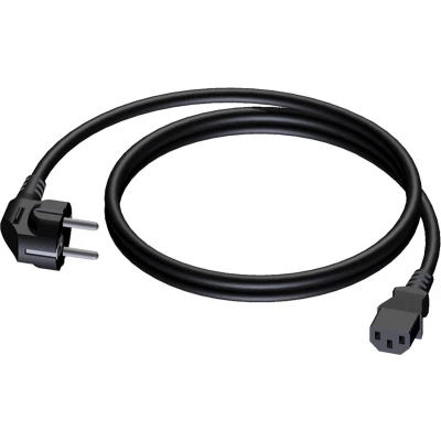 Afbeelding van Procab CAB490 C13 (recht) CEE 7/7 (haaks) stroomkabel 3x 1,50mm / zwart 2 meter