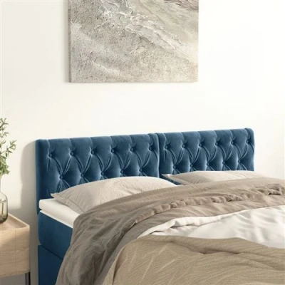 Afbeelding van Hoofdborden 2 st 80x7x78/88 cm fluweel donkerblauw