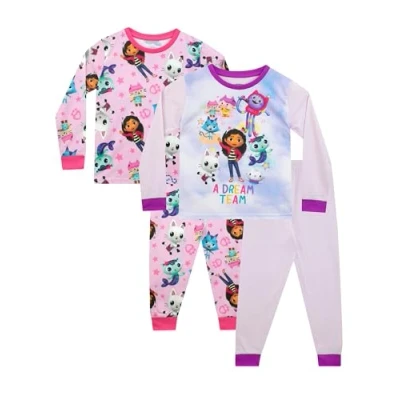 Afbeelding van DREAMWORKS GABBY&#039;S Dollhouse Pyjama, 2 verpakkingen, set van pyjama&#039;s voor meisjes, pyjama kinderen en Roze