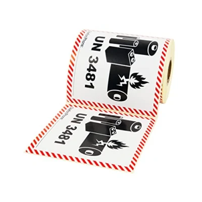 Afbeelding van PROLAC 250 stuks UN 3481 stickers voor gevaarlijke goederen, met lithium ionbatterijen, 100 x mm, zelfklevende etiketten, verzendetiketten, etiketten WARNLABELS