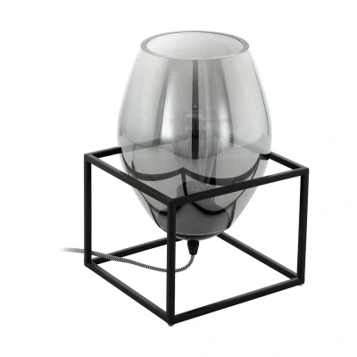 Afbeelding van Eglo Verlichting Tafellamp Olival 1L zwart/gerookt glas
