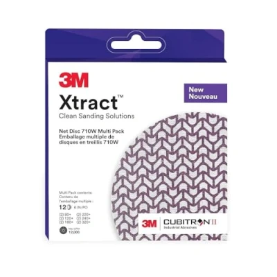 Afbeelding van 3M Xtract Cubitron II 12 stuks 710 Watt 15,2 cm 80+ 120+ 180+ 220+ 240+ 320+ praktische stofvrije slijpschijven Grade assortiment 88516 paars