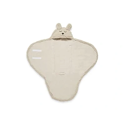 Image de Jollein Couverture d&#039;emmaillotage pour bébé Bunny, vert mer Avec oreilles et visage de lapin 100% polyester 100 x 105 cm