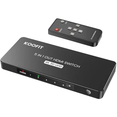 Afbeelding van HDMI Stekkerdoos, Switch multi 4K 5 ingangen 1 uitgang, schakelaar met afstandsbediening, poorten Selector Box ondersteunt 3D 1080P UHD, voor tv, PS5, Blu Ray, DVD, Xbox