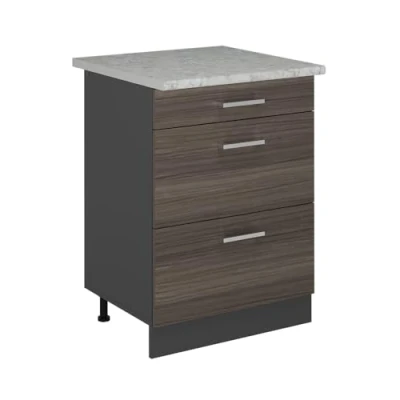 Afbeelding van Vicco Keukenonderkast R Line, Edel grijs/Antraciet, 60 cm met laden, AP marmer