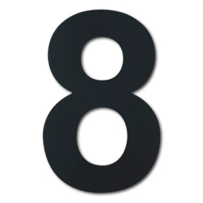 Afbeelding van Modern huisnummer geborsteld zwart 10,2 cm hoog, van massief 304 roestvrij staal, zwevende look en eenvoudig te installeren (nummer 8 8)