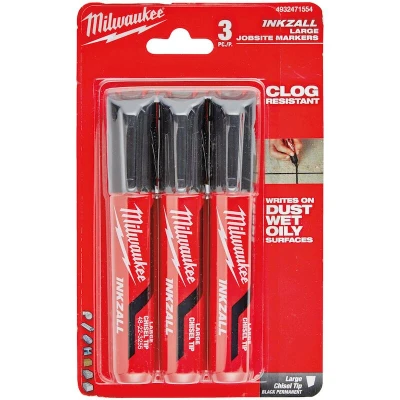 Afbeelding van MILWAUKEE 4932471554 INKZALL markeerstift met beitelvormige punt L zwart (3 st.)