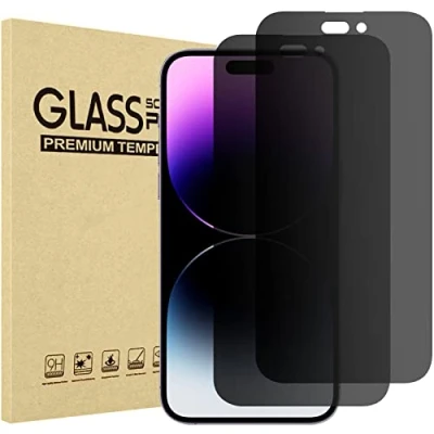 Afbeelding van ProCase Set van 2 screenprotectors voor iPhone 14 Pro Max 6,7 inch 2022, gehard glas, anti spionage, zwart