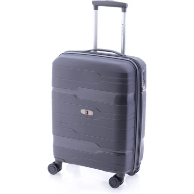 Afbeelding van Gladiator Boxing S Handbagage Koffer TSA Cijferslot 55x40x20cm Expandable tot 40 Liter Reiskoffer met Wielen Trolley Kofferslot Metallic Grey