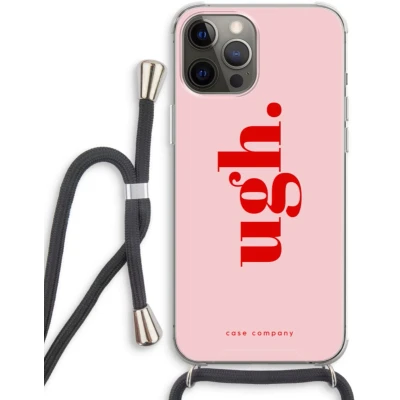Afbeelding van Case Company® hoesje met Koord geschikt voor iPhone 12 Pro Ugh Telefoonhoesje Zwart Extra Bescherming aan alle Kanten en Over de Schermrand