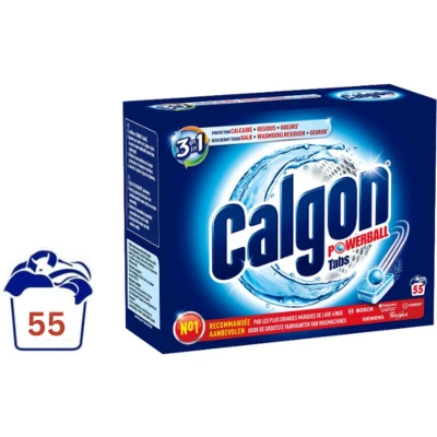 Afbeelding van Calgon 3 in 1 Powerball Tabs Wasmachine Reiniger en Anti kalk 55 Tabletten