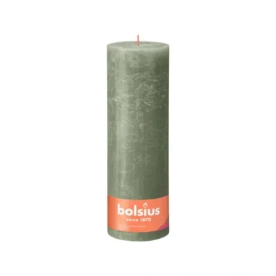 Afbeelding van Bolsius olijfgroen rustiek stompkaars 300/100 (200 uur) Fresh Olive