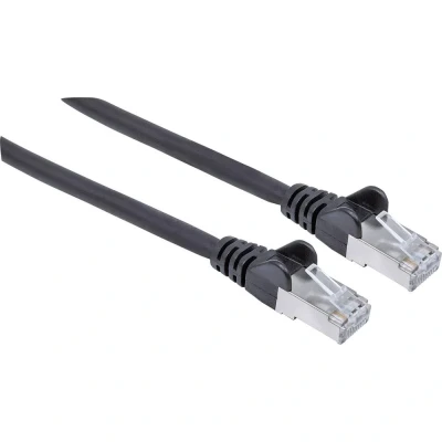 Afbeelding van Intellinet 318808 RJ45 Netwerkkabel, patchkabel CAT 6A S/FTP 5.00 m Zwart Folie afscherming, Afscherming gevlochten, Halogeenvrij 1 stuk(s)