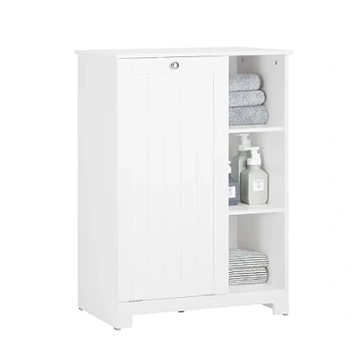 Afbeelding van SoBuy BZR105 W Waskast met opvouwbare waszak Wasmand Badkamerkast Wit ca. 60 x 86 37 cm