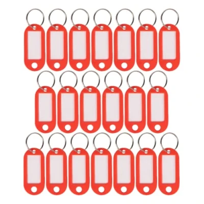 Afbeelding van WINTEX Sleutelhanger met Labels 20 stuks Heavy Duty Sleutelringen Gekleurde ring en etiket Rood
